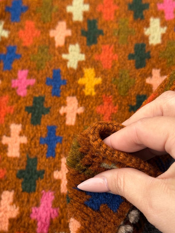 2x3 ハンドメイド ヴィンテージ アフガン バルーチ ラグ | 銅ブラウン