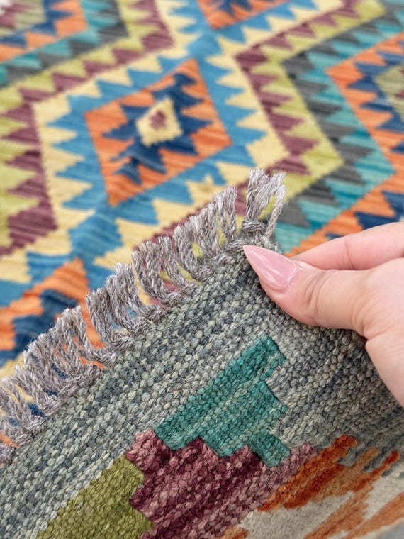 3x7 (91x203) ハンドメイド アフガニスタン キリム ランナー ラグ