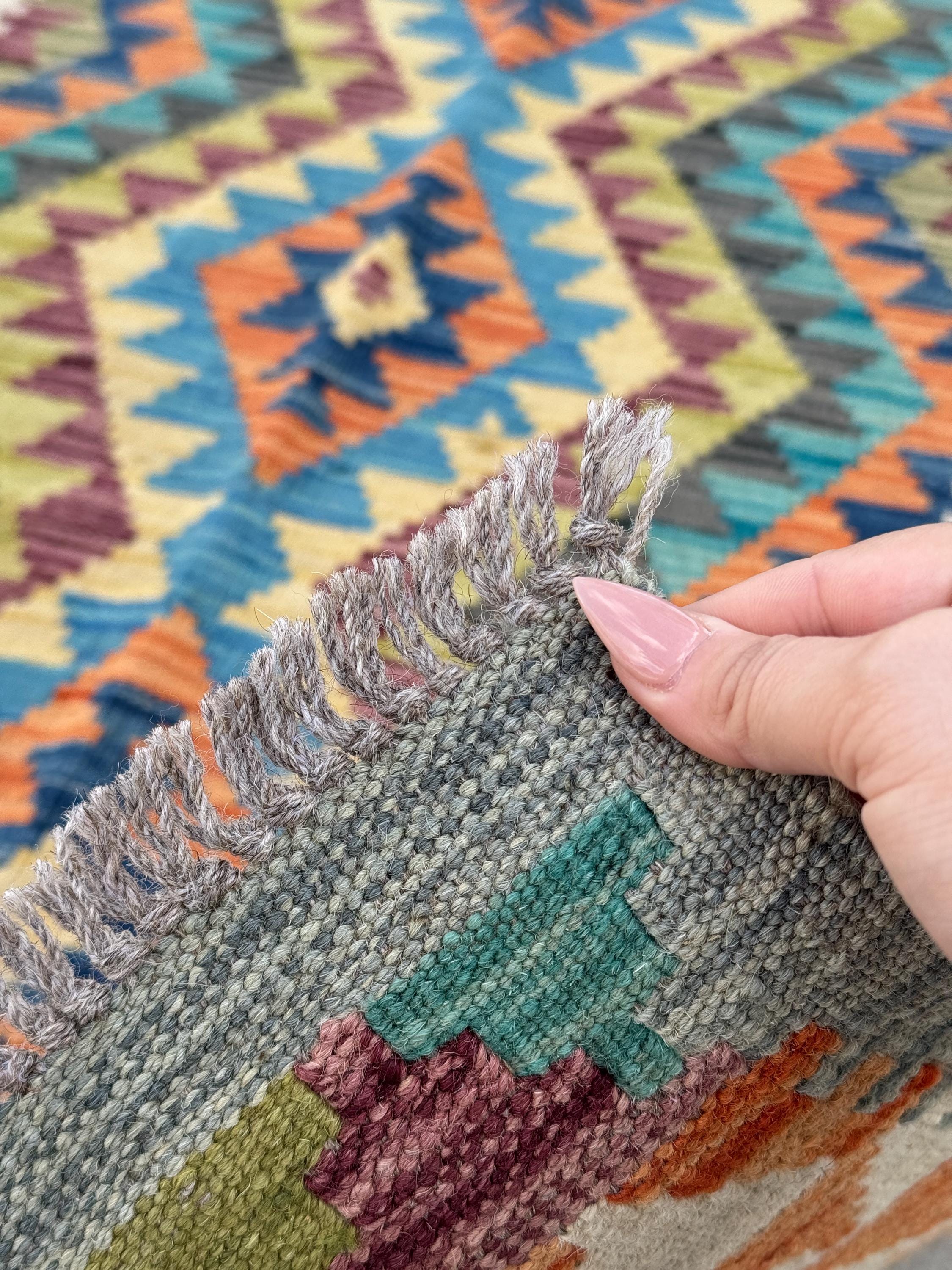 アフガンキリム　ランナー 3x7 (91x203) ハンドメイド アフガニスタン キリム ランナー ラグ