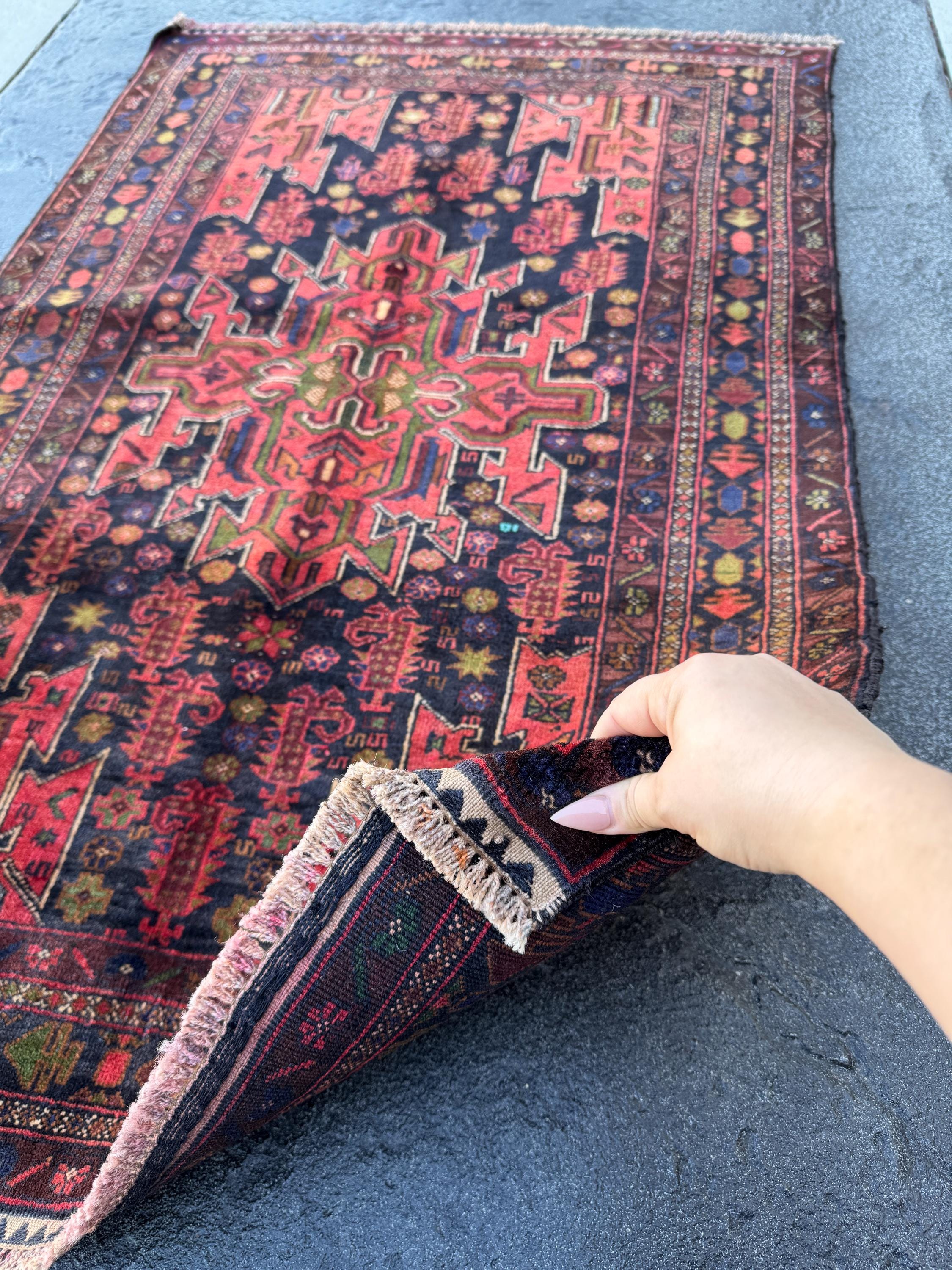 3x4 (91x121) Handmade Vintage Afghan Baluch Rug | Brick Scarlet