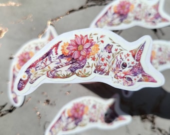 Floral Kitty Sticker | glossy | vinyl
