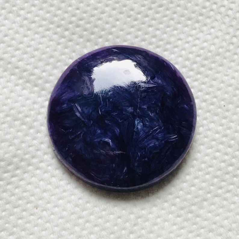 Size-25X25x5.50 MM Natural Charoite Natural Charoite Cabochon Beautiful Designer Gem Stone of Jewellery Making Round Shape 29.50 Crts