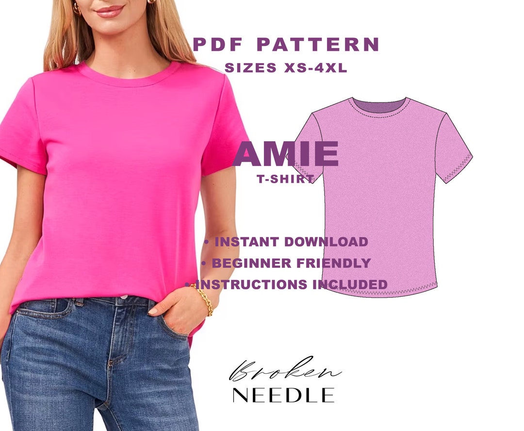 Womens Tshirt Pattern / Beginner Patterns / 8 Sizes XS 4XL Etsy