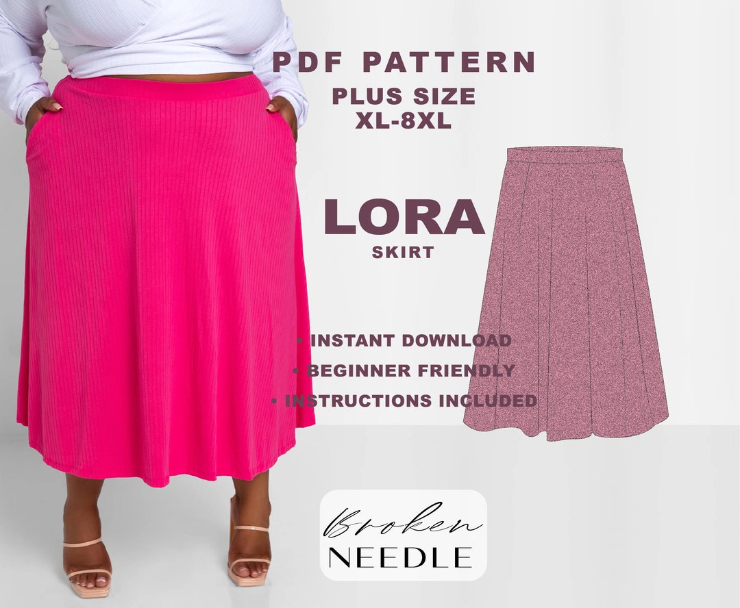Plus Size Midi Skirt Sewing Pattern / Plus Size Midi Skirt PDF Etsy