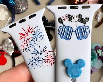 Disney Fourth of July Watchband, 4th of July Disney World apple band, Disney Beer Silicone watchband Magic Kingdom Minnie/ Mickey Disneyland