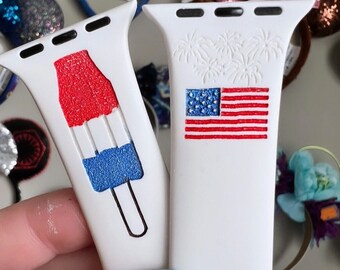 Rocket Pops Fourth of July Watchband, Bom Pop apple band, Disney Summer Silicone watchband  4th of July, Apple 38 40 41 42 44 45 mm