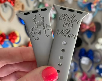 Villains Inspired silicone engraved watch band| chillin&#39; like a villain Laser Engraved Apple Watch band