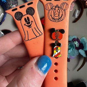 Disney Halloween watch band, Mickey Ghost Watch band Silicone replacement band, Engraved Watch Strap Apple Galaxy Fitbit Replacement Band