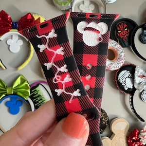 Buffalo Plaid Disney Christmas Inspired Watch Band Accessory Mickey Hat Mickey Christmas Lights Apple Galaxy Fitbit Replacement Band