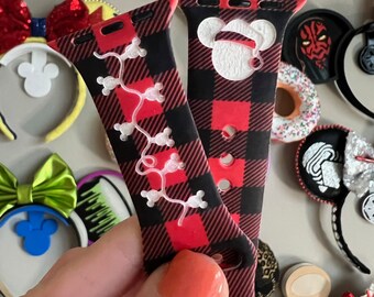 Buffalo Plaid Disney Christmas Inspired Watch Band Accessory Mickey Hat Mickey Christmas Lights Apple Galaxy Fitbit Replacement Band