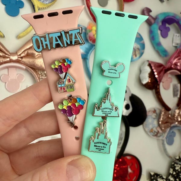 Please Return to Disney World Disneyland Magic Kingdom Tiffany Inspired Watch Band Charm Accessory for Replacement Sports and Magic Bands