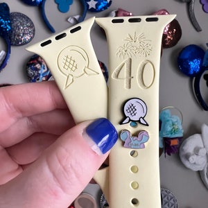 Happy Birthday with Spaceship Earth and Disney Fireworks Apple Galaxy Fitbit Replacement Band
