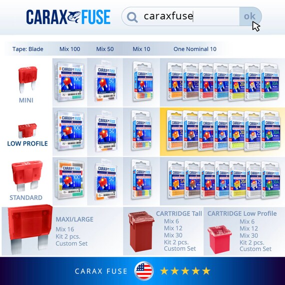 Glow When Blown LED Automotive Fuse Premium Fuse CARTRIDGE LOW Profile Fuse CARAX Glow Fuse MIX Kit 30 pcs 30 pcs. Smart Auto Glow Fuse Easy Identification Glow When Blown LED Automotive Fuse Premium Fuse CARTRIDGE LOW Profile Fuse CARAX Glow Fuse MIX Kit 30 pcs 30 pcs. Smart Auto Glow Fuse Easy Identification