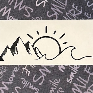 Mountain Sun Wave Vinyl Decal | Mountain Sea and Sun Lover Decal | Decal for Laptop Car Tablet Window Tumbler Kayak and Much More