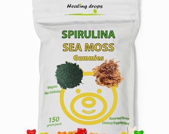 Blue Spirulina Gummies Sea Moss Gummies - Superfood Supplement for Overall Wellness made with Blue-Green Spirulina powder & Sea Moss Extract