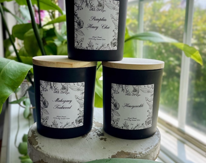 100% Soy candle, hand poured. 8 oz. Many different scent options to choose from!