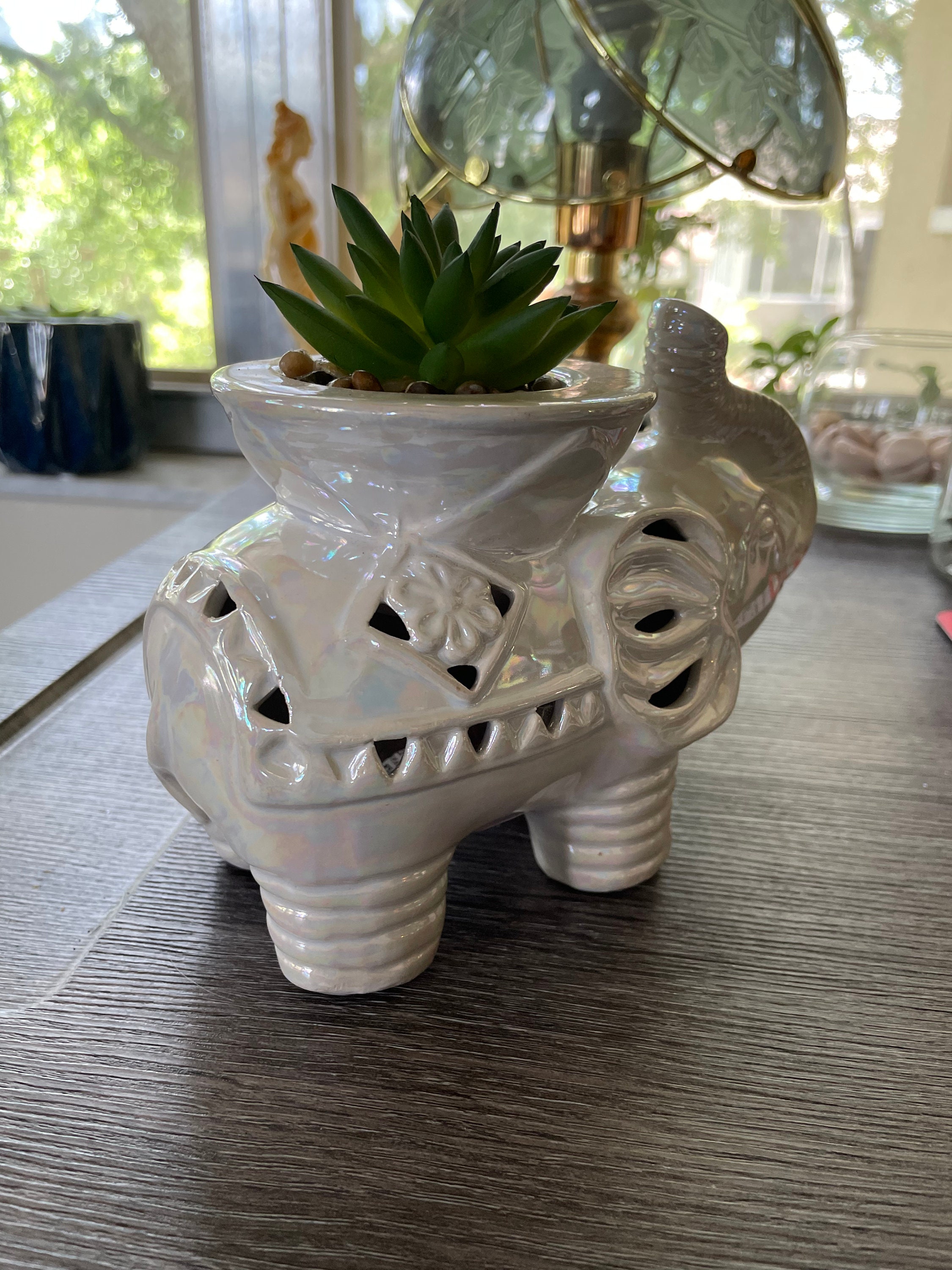 GC home decor Ceramic elephant potpourri holderfaux succulent | Etsy