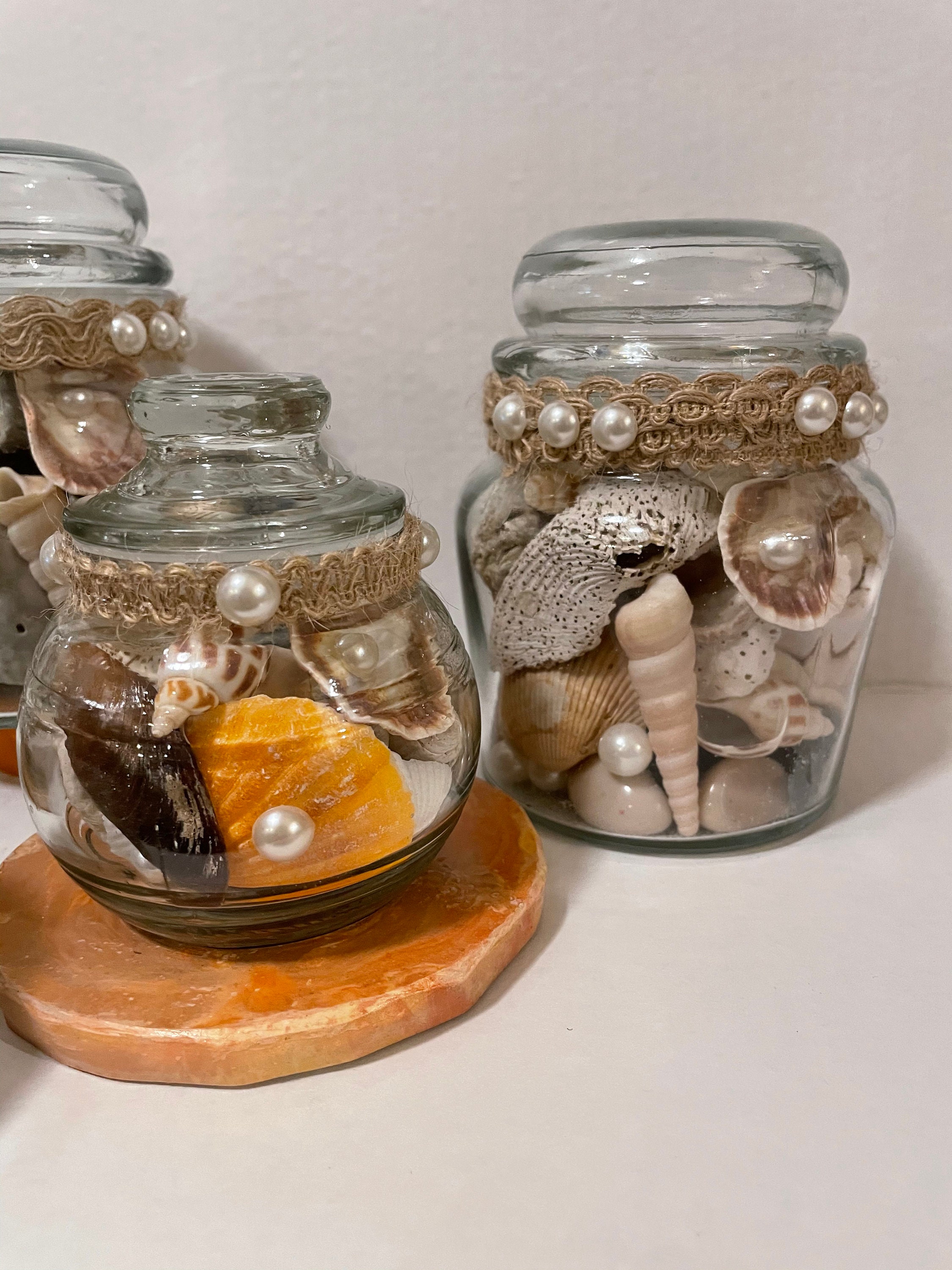 sea-shell-home-decor-handmade-seashell-jars-beach-theme-decor-etsy