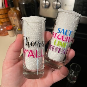 Set of 2, Celebratory shot glass, fun shot glass, cute gifts, funny shot glass