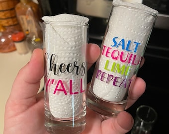 Set of 2, Celebratory shot glass, fun shot glass, cute gifts, funny shot glass