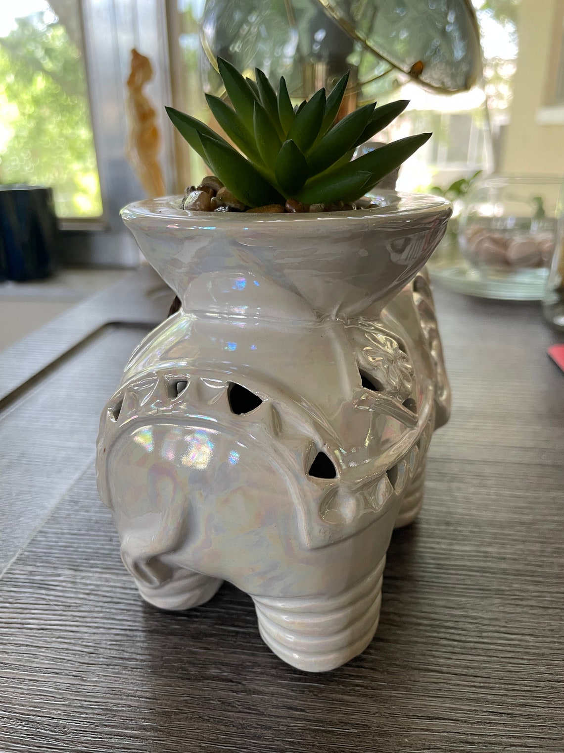 GC home decor Ceramic elephant potpourri holderfaux succulent | Etsy