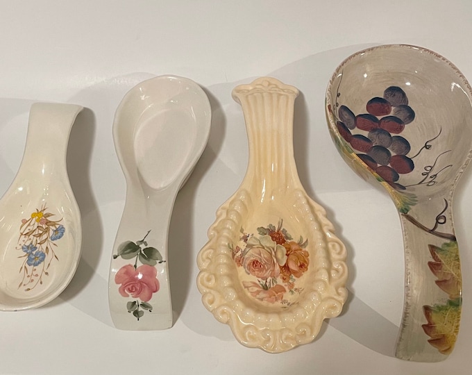 Spoon rests/ vintage spoon rests/ ceramic/ kitchen ware/ unique spoon rests/ old school / hand painted/ hand wash/ gift/ housewarming gift