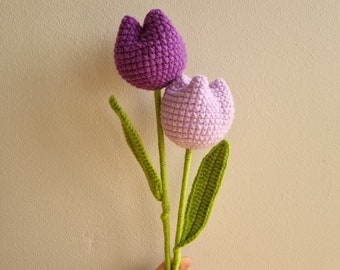 Handmade crochet purple flowers bouquet | gift for friend, girlfriend graduation valentine’s day and mother day | tulips