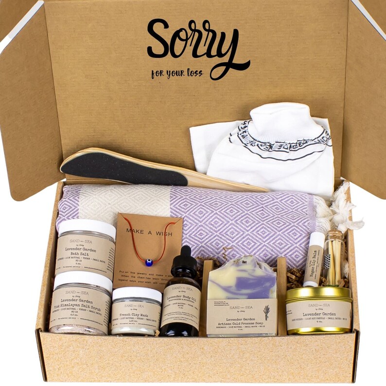 Sorry for Your Loss Sympathy Gift Baskets Handmade Lavender Spa Gift