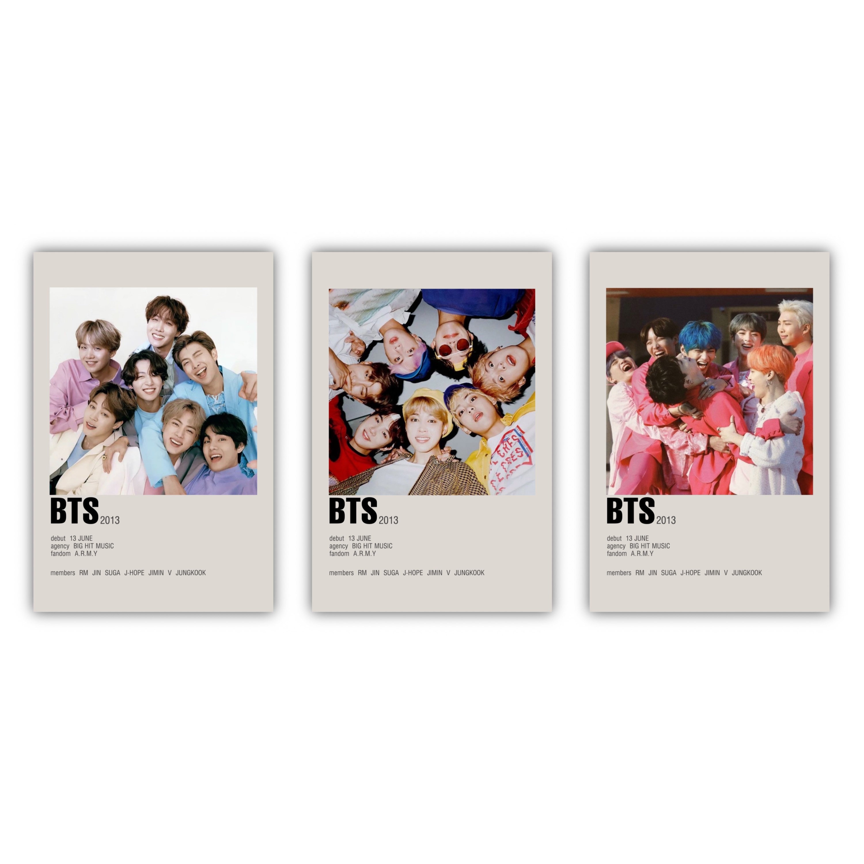 BTS Minimalist Kpop Posters | 6x4 Polaroid Style
