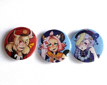 Genshin kids | Qiqi, Diona, and Klee pin back buttons
