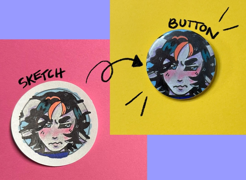 Hand drawn custom Buttons (1.5”) | OCs and others image 2