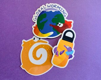 Worm on a string sticker pack