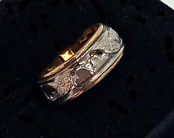 Vintage ESPO Sterling Silver 10kt Gold Filled Band Hearts and