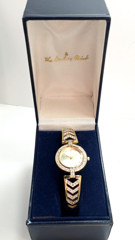 Vintage Danbury Mint Diamond Dress Watch: 14k Gold Plated 