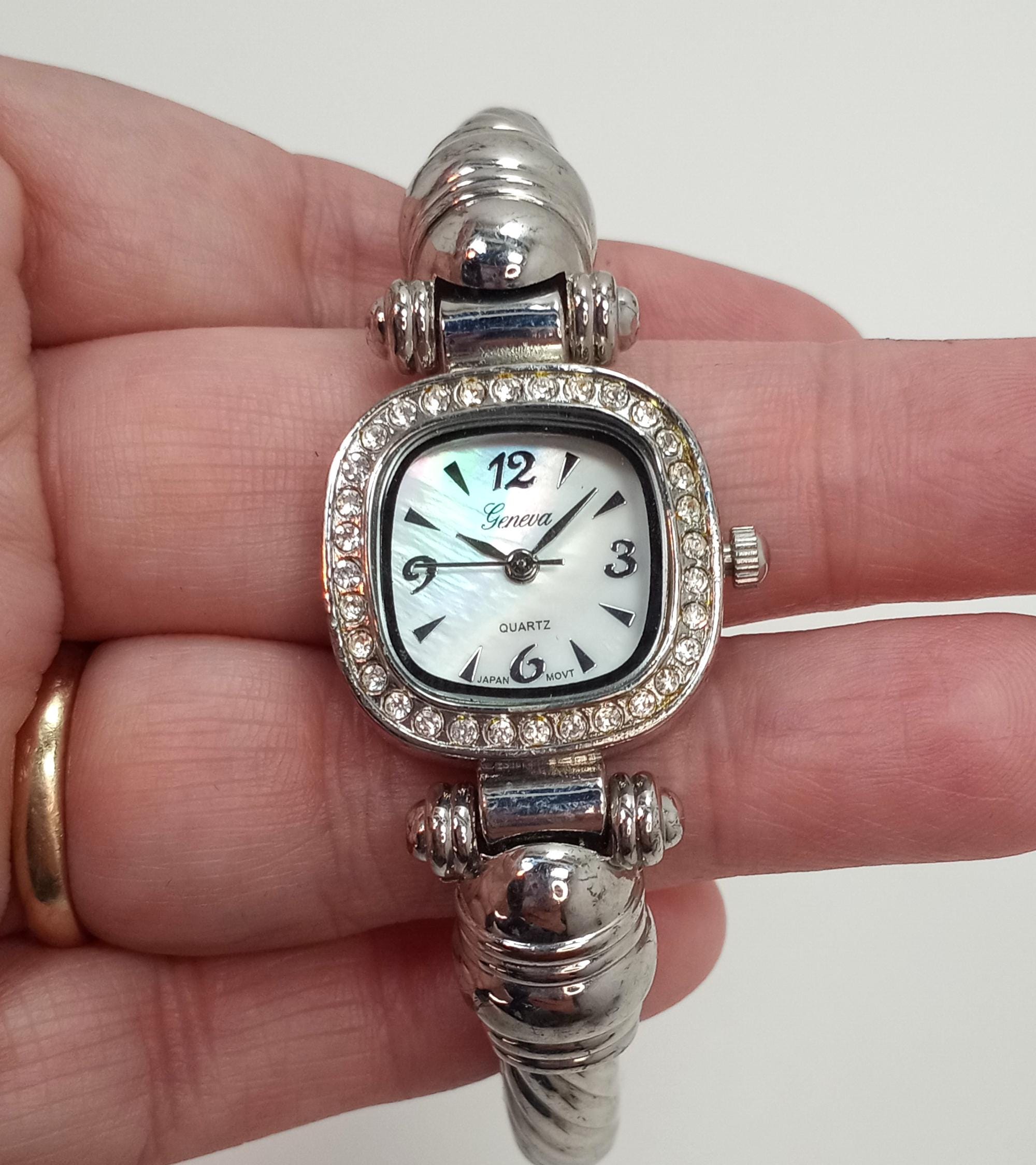 Vintage silver tone women watch Geneva/New battery/working perfectly Vintage Silver Color Geneva Women main image 4
