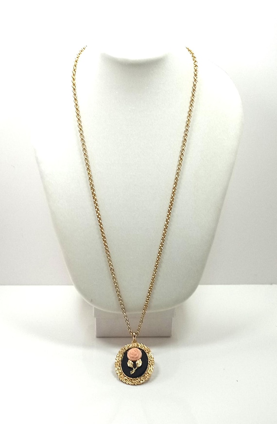 Vintage AVON Serena Rose 1973 Gold Tone Reversible Mirror Cameo