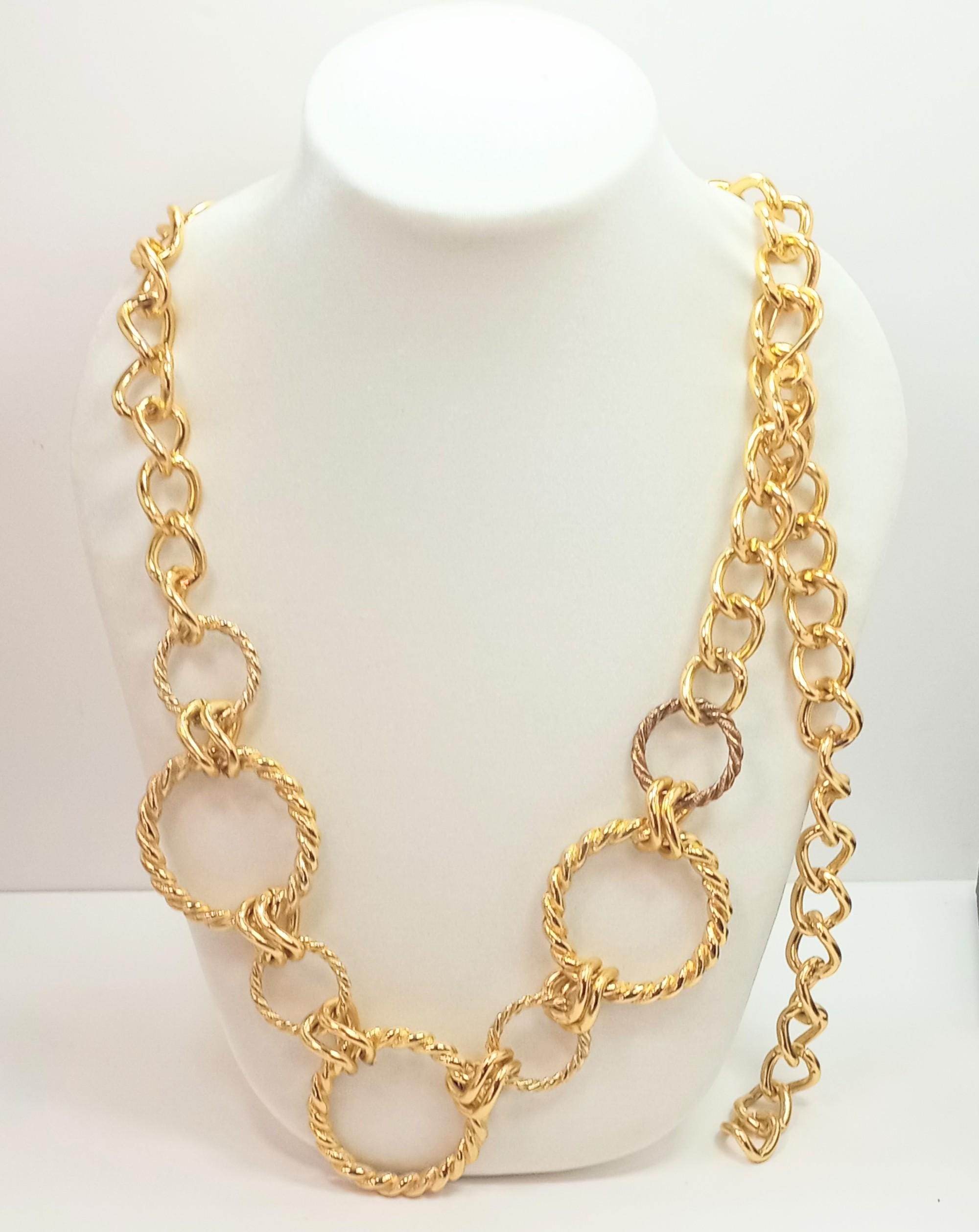 Women’s Gold Tone Twisted Rope Heavy Chain Link Belt ELIANA Gold Twisted Rope Chain Belt With Crystals and  main image 4