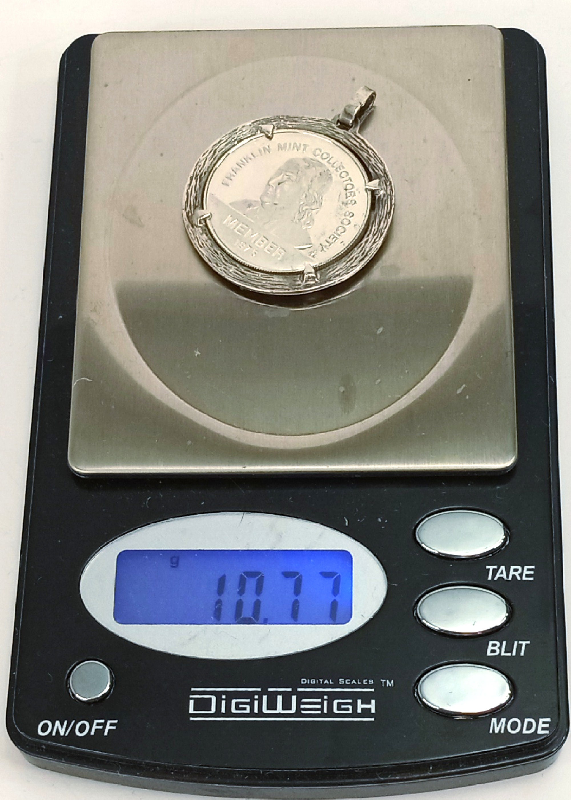 Vintage Franklin Mint Collectors Society Member Coin Pendant Benjamin