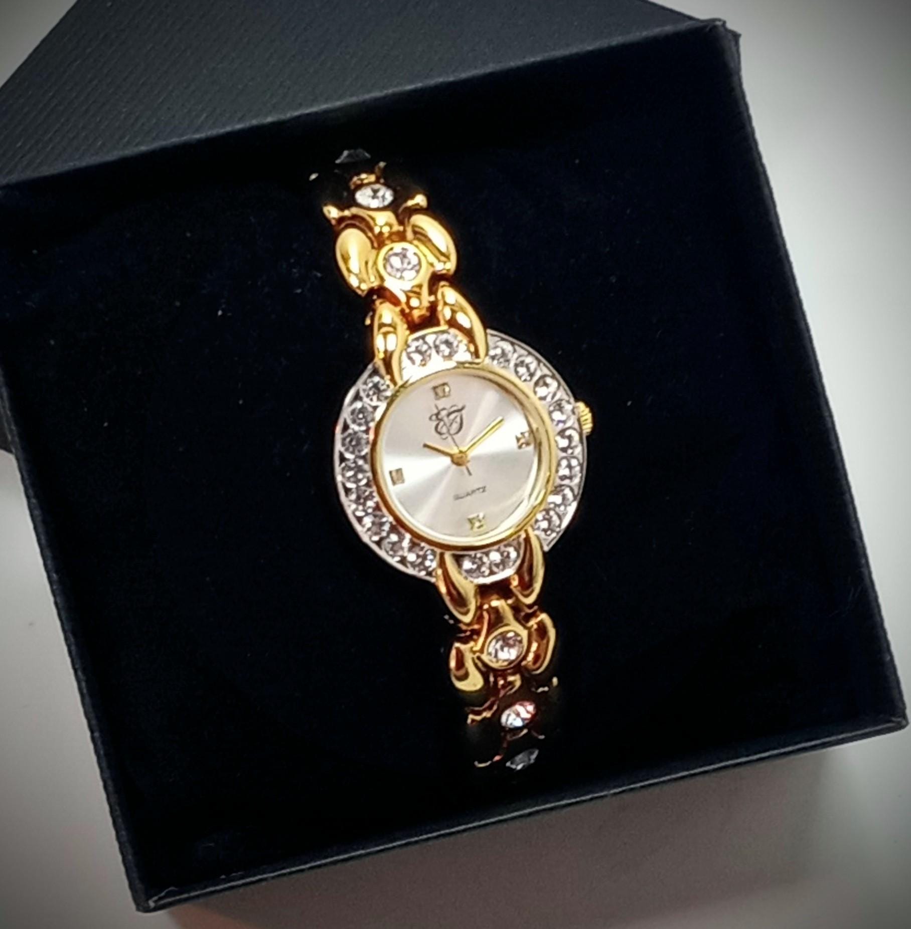 Vintage Elizabeth Taylor gold tone pave bezel watch Vintage Elizabeth Taylor Ladies Gold Tone Pave Bezel Quartz  main image 2