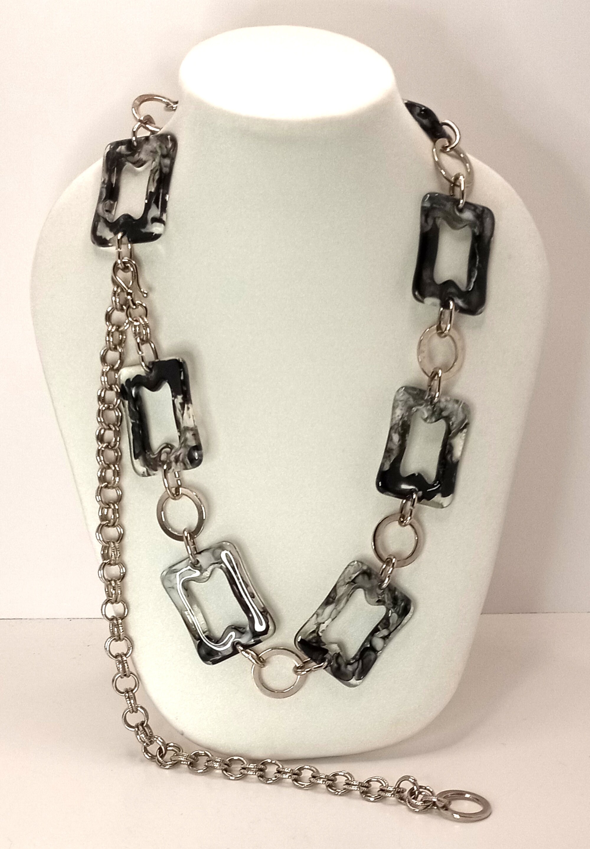 Square lucite with silver hardware chain belt Silver Square Chain Belt - Etsy main image 3