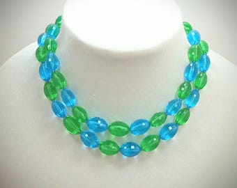Collier Perles De Rocaille Tressées Vintage - Tour De Cou - Très Bon état