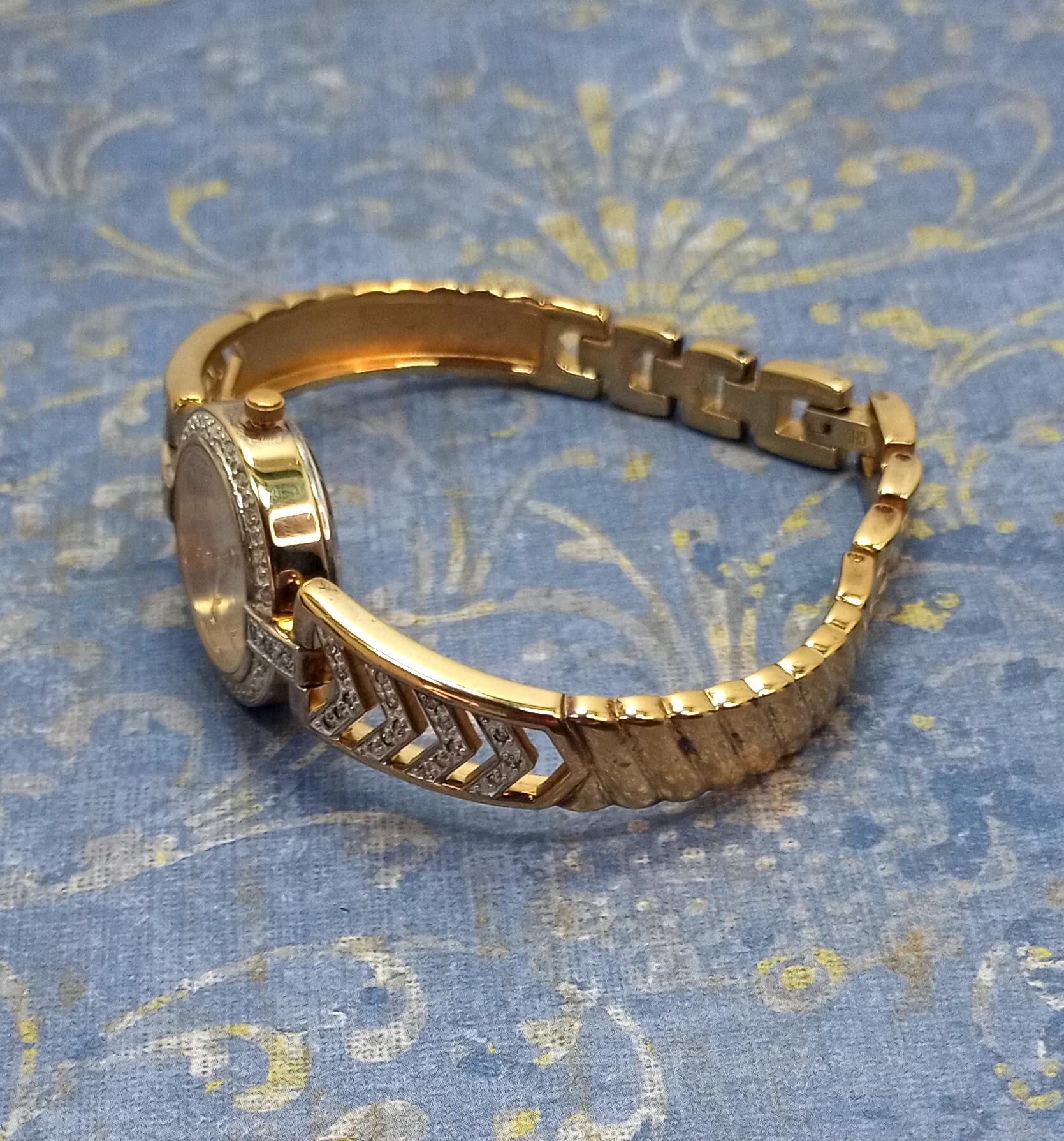 Vintage Danbury Mint Watch 14K Gold Plated Sterling Silver Diamonds Womens Watch Danbury Mint Wristwatches for sale | eBay main image 4