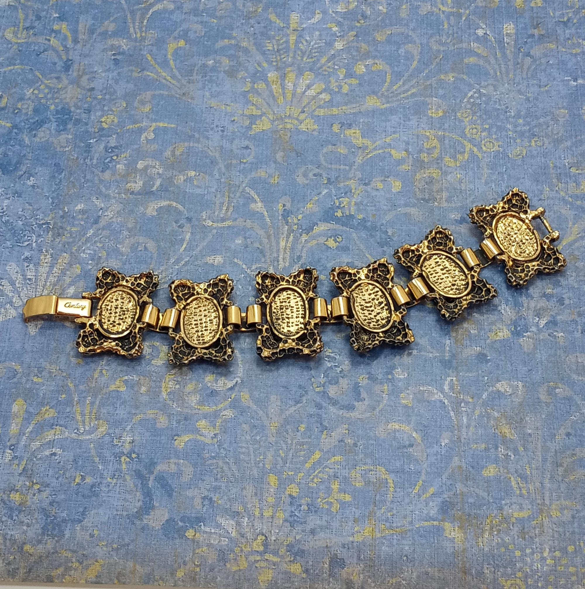 アクセサリー 60s GeometricBar Design Bracelet vintage Vintage '60s Century Gold Tone Jade Chip Panel Bracelet - Etsy