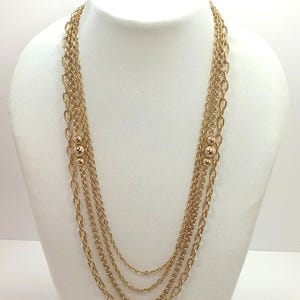 Vintage Gold Ton Multi Strang abgestufte Länge Layered Gold Halskette
