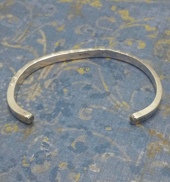 Vintage Solid Sterling Silver Slim Cuff Bracelet … - image 2