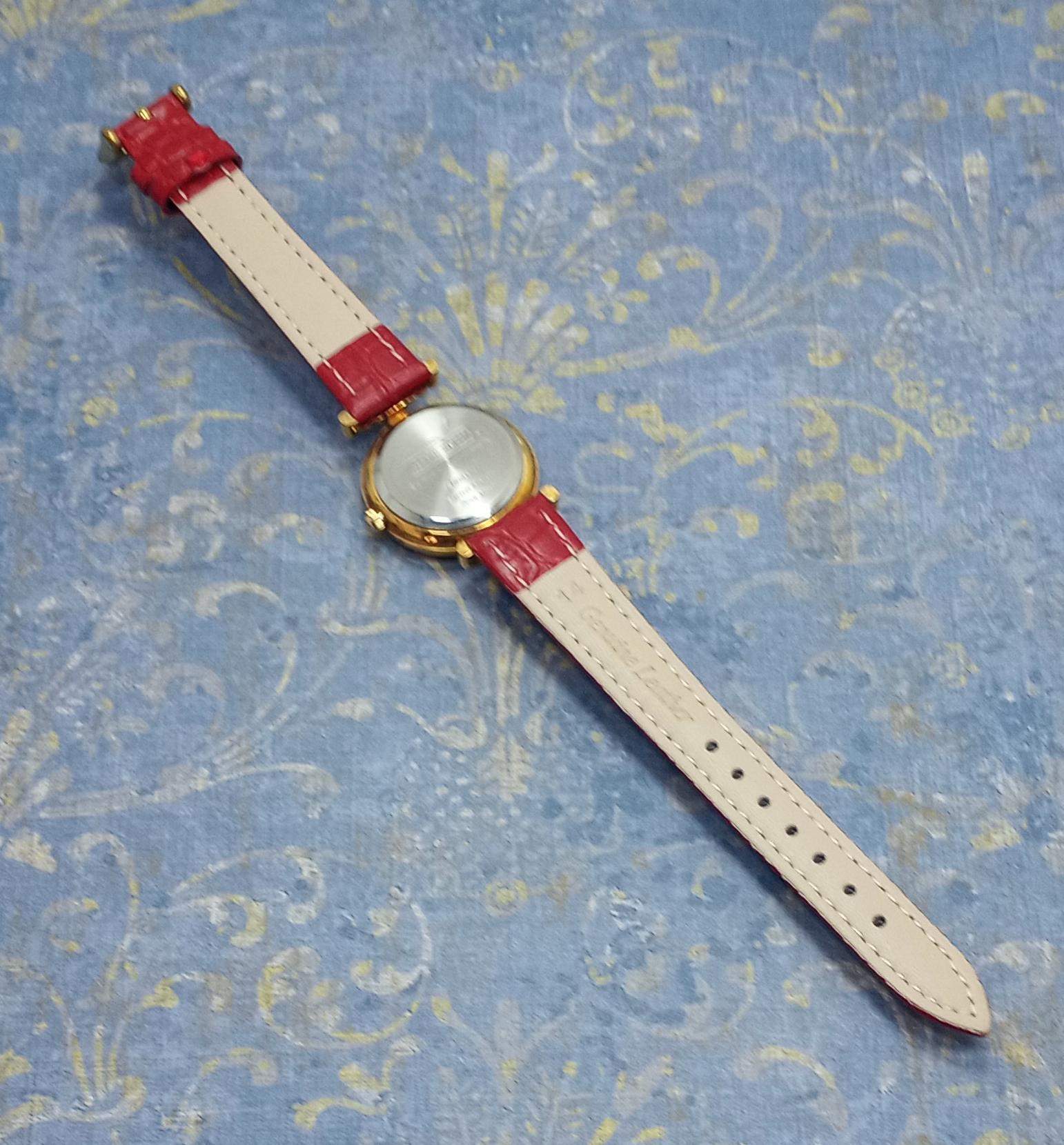 Vintage Elmo Watch: Sesame Street Gold Tone, Red Leather 