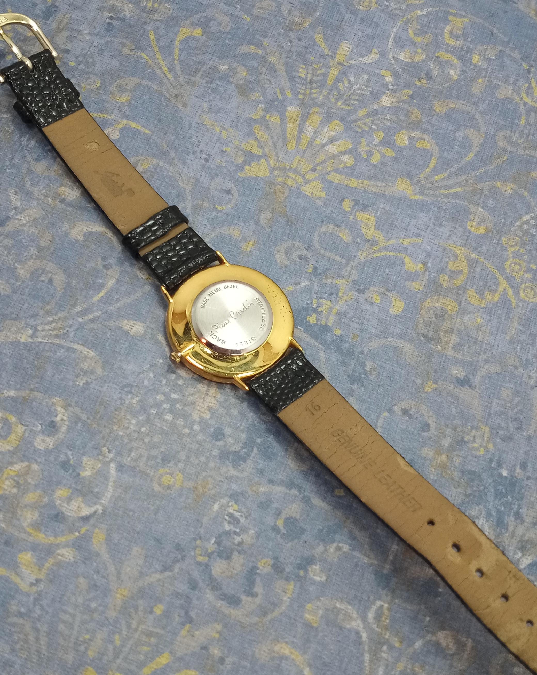 Pierre Cardin Vintage Gold Watch – Black Dial Swiss Quartz PIerre Cardin - Steel circle gold Guilloche dial - NOS - 1980s main image 2