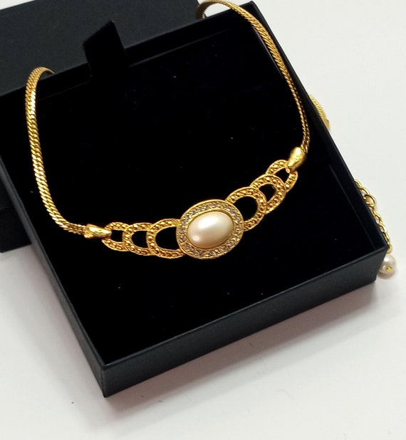 Vintage Signed Princess House LUMINESS Gold Tone Crystal and Pearl Pendant Choker Necklace Etsy Australia