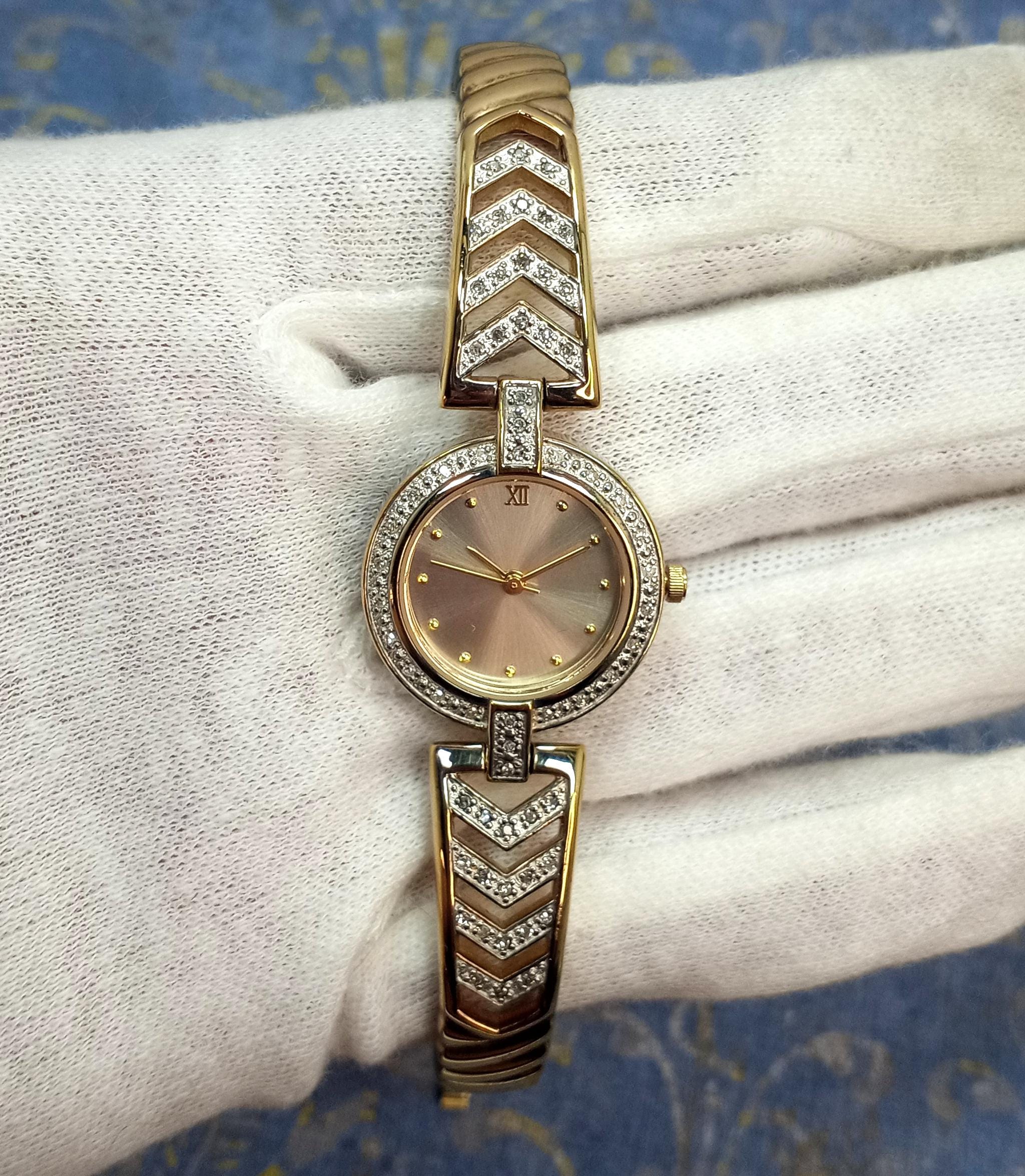 Vintage Danbury Mint Diamond Dress Watch: 14k Gold Plated  display picture 2