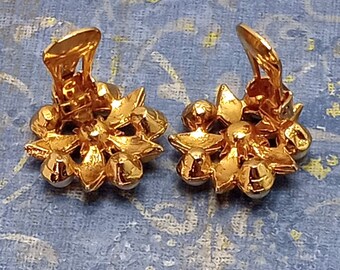 Boucles D'oreille Vintage Clips Doré Et Perle - Dupe Luxe - Occasion